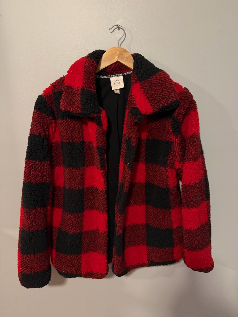 Knox Rose Red and Black Buffalo Plaid Teddy Jacket